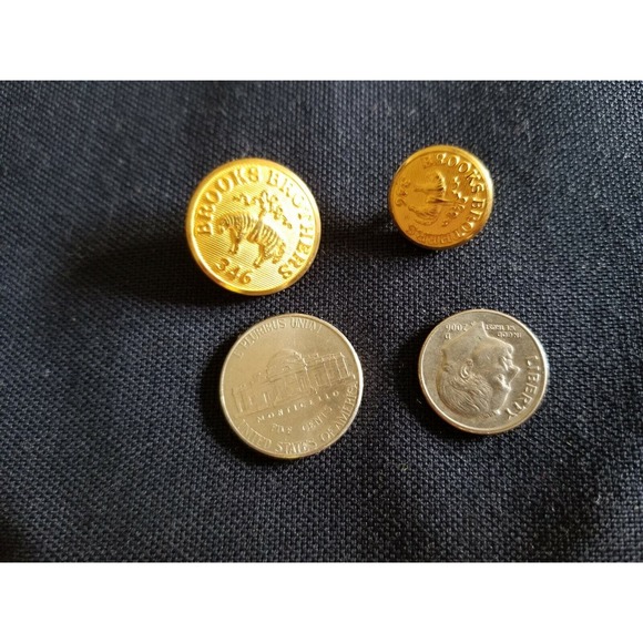 Vtg Brooks Brothers Gold 10 complete Set 20mm 15mm Blazer Replacement Buttons . - Picture 4 of 6